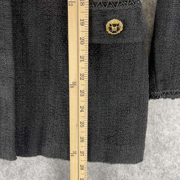 Vintage St John Sport Marie Jacket Skirt Set Womens 2 Black Gold Button FLAWED - Picture 7 of 16